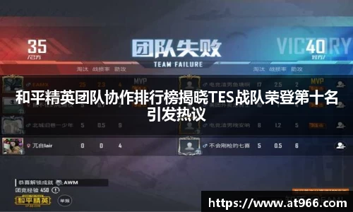 和平精英团队协作排行榜揭晓TES战队荣登第十名引发热议